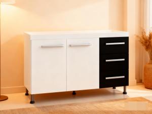 BAJO MESAD 1.20  NEGRO/BLANCO              => CZ603 METAL