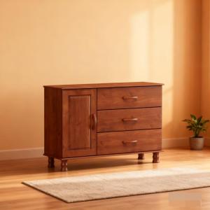 COMODA 3 CAJ. 1 PTA BRONZE IMBUIA (1162T)