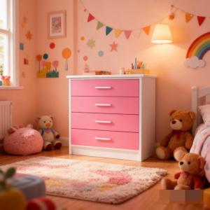 COMODA 4 CAJ. BL/RS CON CORR.METAL.          >CP04R