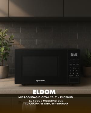 HORNO MICROONDAS ELDOM 20 LTS  DIG. NEGRO > ELD20DM