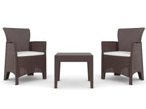 JUEGO DE JARDIN TROYA 2 SILLONES + MESA MARRON