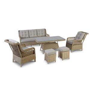 JUEGO DE JARDIN COSMOS 3+1+1 SIMIL RATAN MARRON