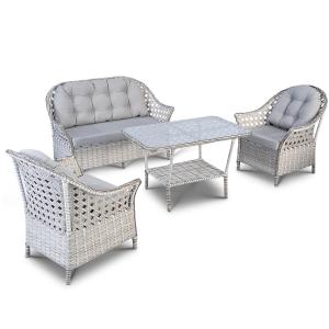 JUEGO DE JARDIN COSTA 2+1+1 SIMIL RATAN GRIS CLARO