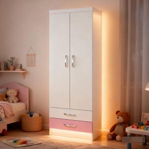 ROPERO 2 PTAS 2 CAJ. BL/RS  CON CORR.METAL > IF22R