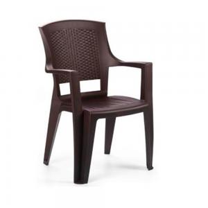 SILLA PLASTICO FLORA MARRON C/POSABRAZOS